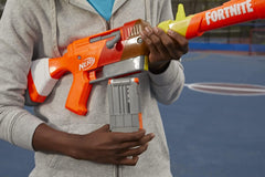 Nerf Fortnite HR Dart Blaster, Ruff Wrap Design, 6-Dart Elite Clip, 6 Nerf Elite Darts, Rotating Bolt, Detachable Barrel - FunCorp India