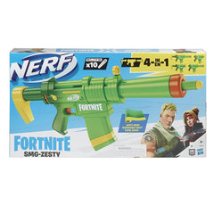 Nerf Fortnite SMG-Zesty Elite Dart Blaster,Removable Stock, Barrel and 10-Dart Clip, 10 Nerf Elite Darts - FunCorp India