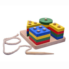 Nesta Toys Wooden Shape Sorter Puzzle - Wooden Sorting, Stacking & Lacing Toy for Ages 2+ - FunCorp India
