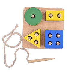 Nesta Toys Wooden Shape Sorter Puzzle - Wooden Sorting, Stacking & Lacing Toy for Ages 2+ - FunCorp India