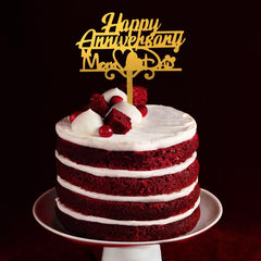 PartyCorp Gold Acrylic Happy Anniversary Mom Dad With Heart Cake Topper, 1 Piece