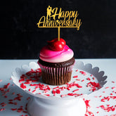 PartyCorp Gold Acrylic Happy Anniversary With Romantic Pose Cake Topper, 1 Piece