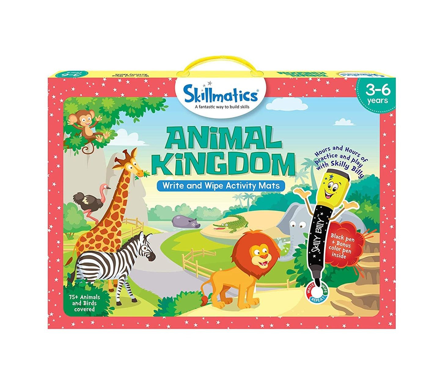 Skillmatics Animal Kingdom (3-6 Years)/ Reusable Activity Mats/ Educational Game with 2 Marker Pens/ Gifts for Kids