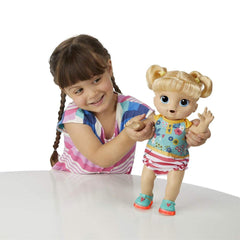 Baby Alive Step ‘n Giggle Baby Blonde Hair Doll with Light-up Shoes, Responds with 25+ Sounds and Phrases, Drinks and Wets
