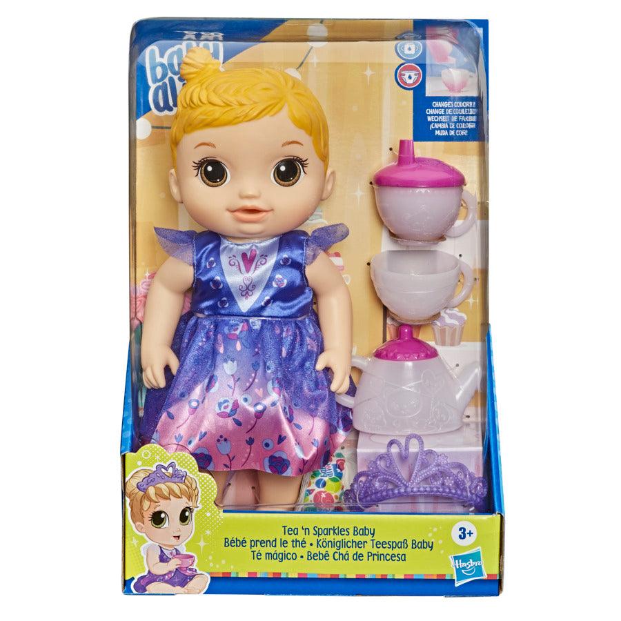 Baby Alive Tea ‘n Sparkles Baby Doll, Color-Changing Tea Set, Doll Accessories, Drinks and Wets, Blonde Hair