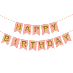 PartyCorp Baby Pink & Gold Happy Birthday Printed Wall Banner Decoration for All Ages, Birthday Party Supplies