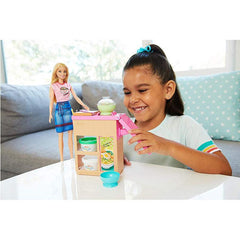 Barbie Noodle Bar Playset with Blonde Doll, Workstation, Accessories