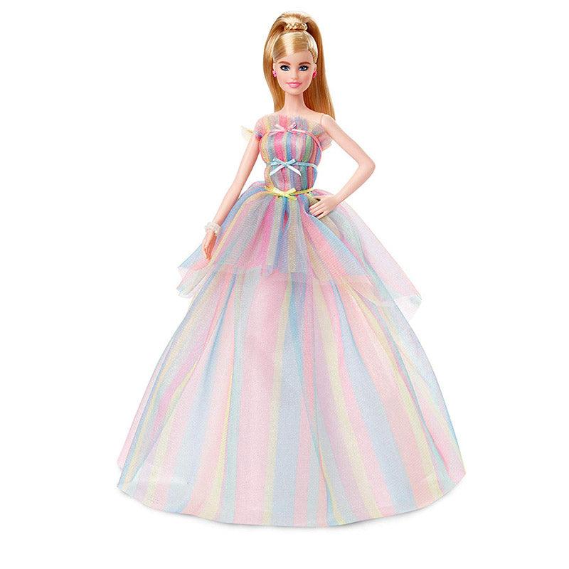 Barbie Signature Birthday Wishes Doll, Blonde in Rainbow Dress