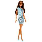 Barbie Glitz Brunette Hair Doll (Teal Metallic Dress) for Kids Ages 3+