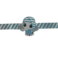 Canvas Design Baby Elephant With Blue Stripes Blue Rakhi/Band For Kids Ages 3-12 Years