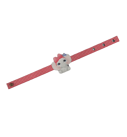 Canvas Design Baby Elephant With Polka Dots Pink Rakhi/Band For Kids Ages 3-12 Years