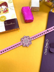 Canvas Design Mandala Pink Rakhi/Band For Kids Ages 3-12 Years