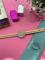 Canvas Design Mandala Yellow Rakhi/Band For Kids Ages 3-12 Years