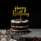 PartyCorp Gold Cursive Happy Birthday Cake Topper, 1 piece