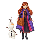 Disney Frozen Anna Doll With Buildable Olaf Figure and Backpack Accessory, Inspired by Disney Frozen 2 Movie