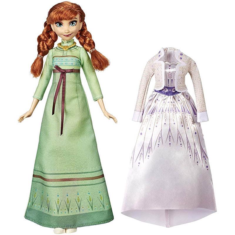 Disney Frozen Arendelle Fashions Anna, 2 Outfits, Green Nightgown and White Dress Inspired by Disney's Frozen 2 Movie, Toy for Kids 3 Years Old and Up