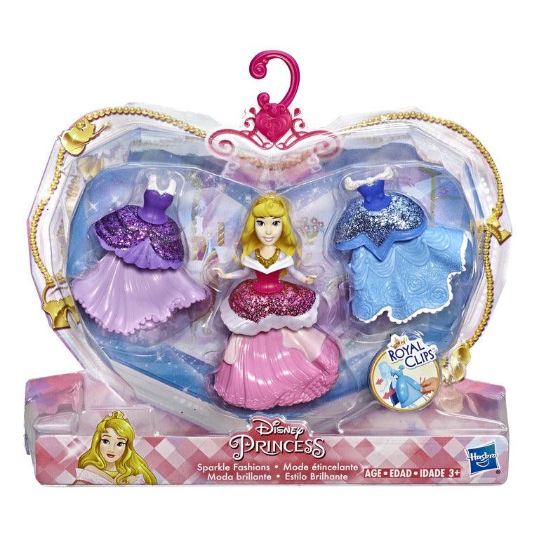 Disney Princess Aurora Collectible Doll With 3 Glittery One-Clip Dresses, Royal Clips Fashion Toy