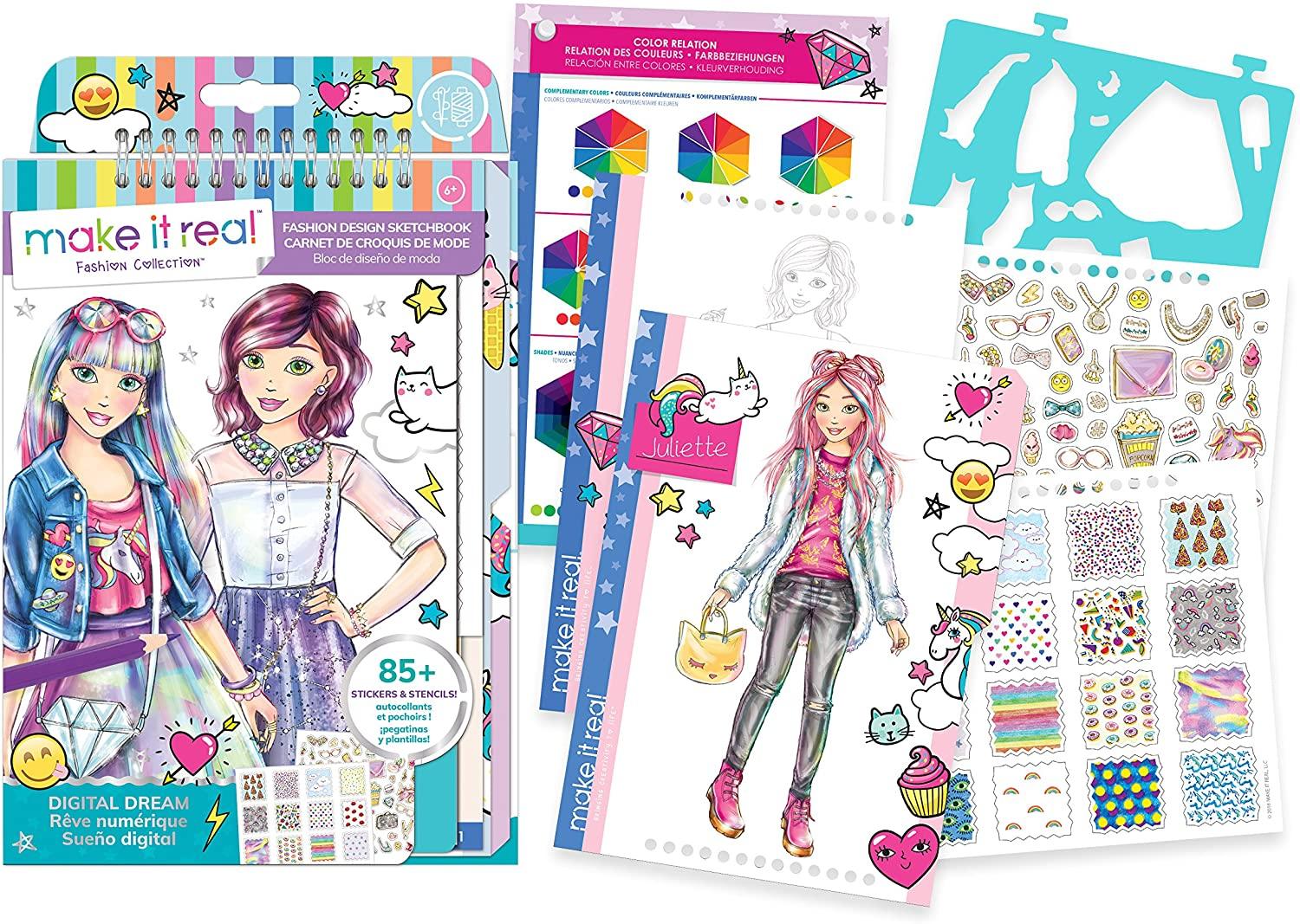 Make It Real Fashion Design Sketchbook: Digital Dream Multicolor