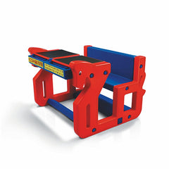 Ok Play Pony Double Chair ‘N' Desk Set For Kids, Perfect For Home And School, Red/Blue, 2 to 4 Years
