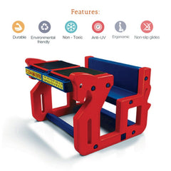 Ok Play Pony Double Chair ‘N' Desk Set For Kids, Perfect For Home And School, Red/Blue, 2 to 4 Years