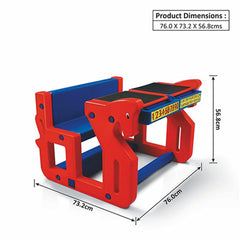 Ok Play Pony Double Chair ‘N' Desk Set For Kids, Perfect For Home And School, Red/Blue, 2 to 4 Years