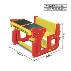 Ok Play Pony Double Chair ‘N' Desk Set For Kids, Perfect For Home And School, Red/Yellow, 2 to 4 Years
