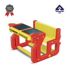 Ok Play Pony Double Chair ‘N' Desk Set For Kids, Perfect For Home And School, Red/Yellow, 2 to 4 Years