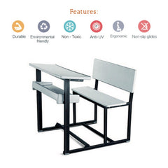 Ok Play Senior Scholars, Desk ‘N' Chair For 2 Childrens, Study Table, Perfect For Home And School, Grey, 5 to 10 Years