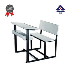 Ok Play Senior Scholars, Desk ‘N' Chair For 2 Childrens, Study Table, Perfect For Home And School, Grey, 5 to 10 Years