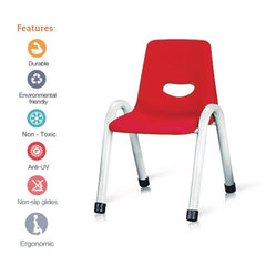 Ok Play Cute Chair Medium, Study Chair, Perfect For Home, Creches And School, Red & Ivory White, 5 to 10 Years