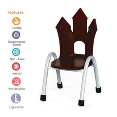 Ok Play Castle Chair, Study Chair, Sturdy And Durable Chair, Plastic Chair, Perfect For Home, Creches And School, Brown, 5 to 10 Years, Height 12 Inches