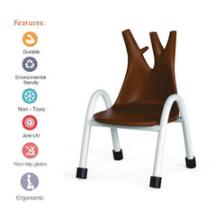 Ok Play Trunk Chair, Study Chair, Sturdy And Durable Chair, Plastic Chair, Perfect For Home, Creches And School, Brown, 5 to 10 Years, Height 10 Inches