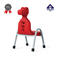 Ok Play Dino Chair, Study Chair, Sturdy And Durable Chair, Plastic Chair, Perfect For Home, Creches And School, Red, 5 to 10 Years, Height 10 Inches