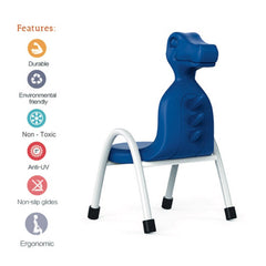 Ok Play Dino Chair, Study Chair, Sturdy And Durable Chair, Plastic Chair, Perfect For Home, Creches And School, Blue, 5 to 10 Years, Height 12 Inches