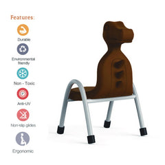 Ok Play Dino Chair, Study Chair, Sturdy And Durable Chair, Plastic Chair, Perfect For Home, Creches And School, Brown, 5 to 10 Years, Height 12 Inches