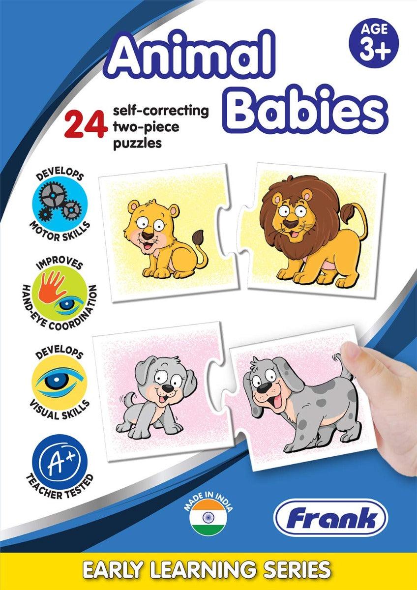 Frank Animal Babies Puzzle – 24 Self-Correcting 2-Piece Puzzles for Ages 3 & Above