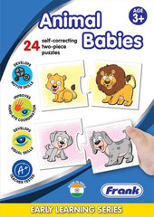Frank Animal Babies Puzzle – 24 Self-Correcting 2-Piece Puzzles for Ages 3 & Above
