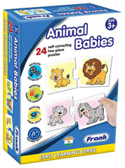 Frank Animal Babies Puzzle – 24 Self-Correcting 2-Piece Puzzles for Ages 3 & Above