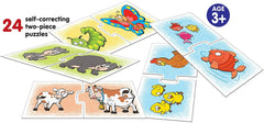 Frank Animal Babies Puzzle – 24 Self-Correcting 2-Piece Puzzles for Ages 3 & Above