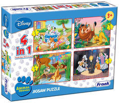 Frank Disney Animal Friends 4 in 1 Puzzles - A Set of 4 Jigsaw Puzzles for 3 Year Old Kids and Above