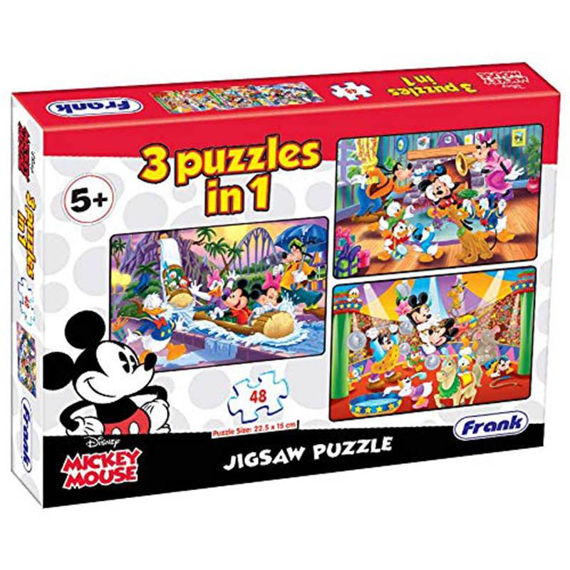 Frank Disney Mickey Mouse & Friends 3 Puzzles in 1 - A Set of 3 48 Pc Jigsaw Puzzles