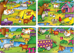 Frank Farm Frolic – 4 Puzzle Boards, 24 Animal Pieces, 1 Spinner Board, Early Learner Educational Puzzle Set