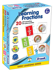 Frank Learning Fractions Puzzle – 40 Pieces, 20 Self-Correcting 2-Piece Puzzles for Ages 4 & Above