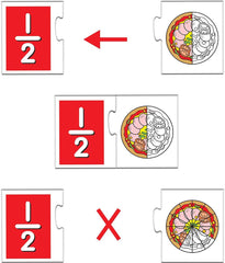 Frank Learning Fractions Puzzle – 40 Pieces, 20 Self-Correcting 2-Piece Puzzles for Ages 4 & Above