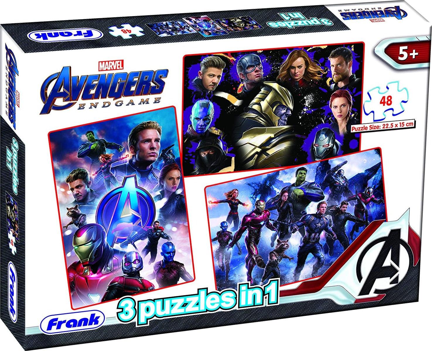 Frank Marvel Avengers - Endgame 3 Puzzles in 1 - A Set of 3 48 Pc Jigsaw Puzzles for 5 Year Old Kids and Above