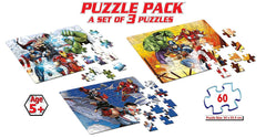 Frank Marvel Avengers Puzzle Pack - A Set of 3 60 Pc Jigsaw Puzzles for 5 Year Old Kids and Above