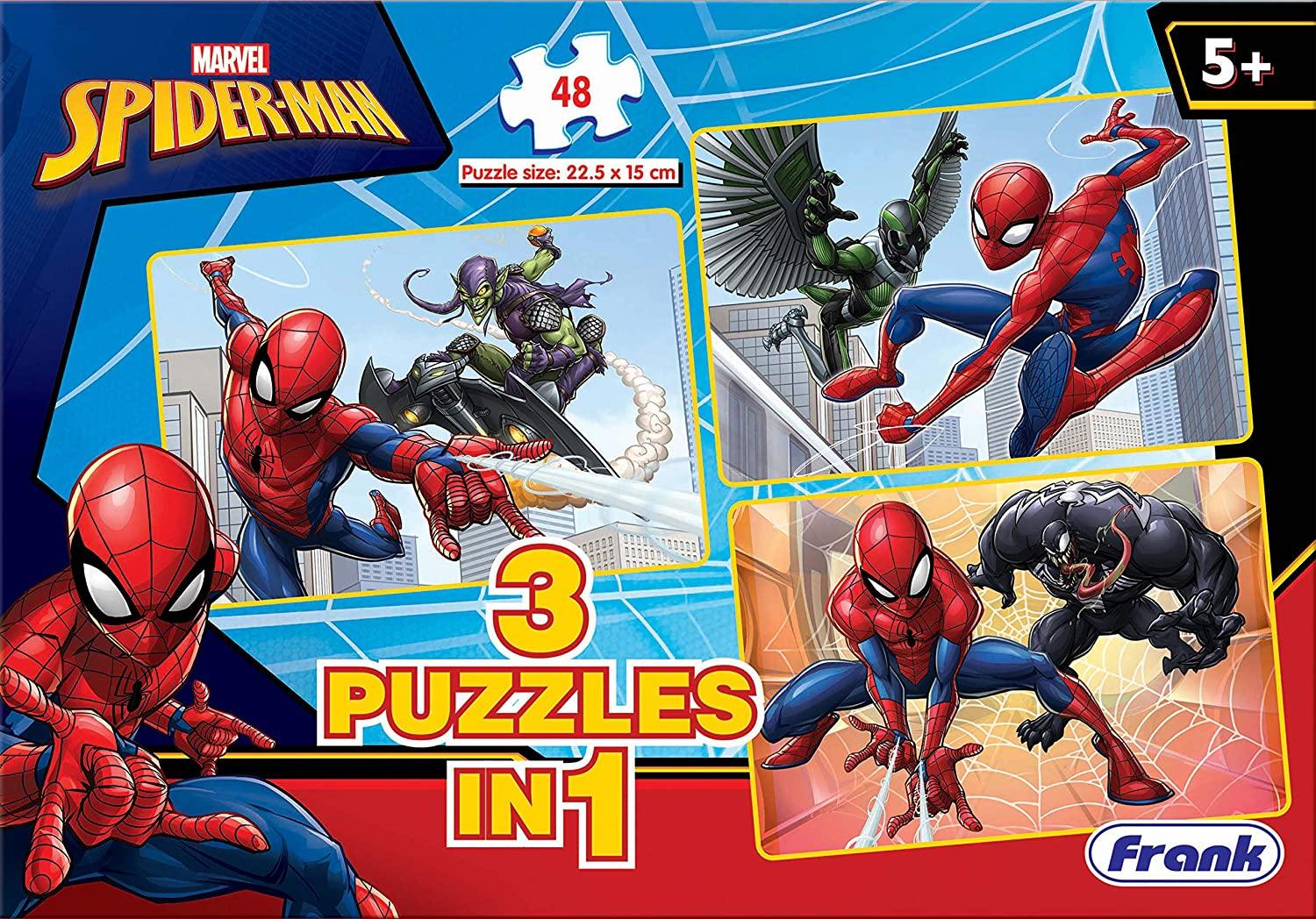 Frank Marvel Spider-Man 3 Puzzles in 1 - A Set of 48*3 Jigsaw Puzzles for 5 Year Old Kids and Above