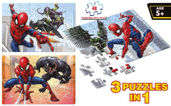 Frank Marvel Spider-Man 3 Puzzles in 1 - A Set of 48*3 Jigsaw Puzzles for 5 Year Old Kids and Above