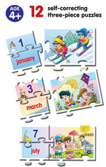 Frank Months of The Year – 36 Pieces, 12 Self-Correcting 3-Piece Puzzles for Ages 4 & Above