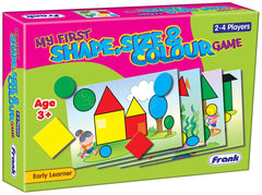 Frank My First Shape, Size & Colour Game – 4 Playing Boards, 32 Shapes, 1 Bag for Ages 3 & Above